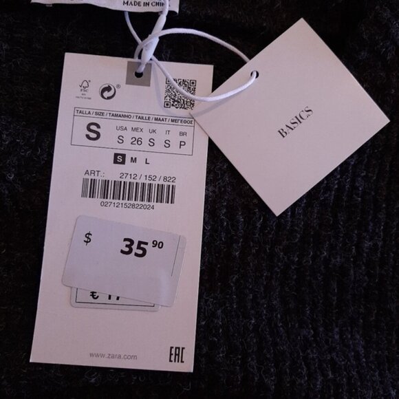 3/$20 Zara Oversized Ribbed Knit Short Sleeve Sweater Raw Hem Drop Shoulder - Picture 14 of 14